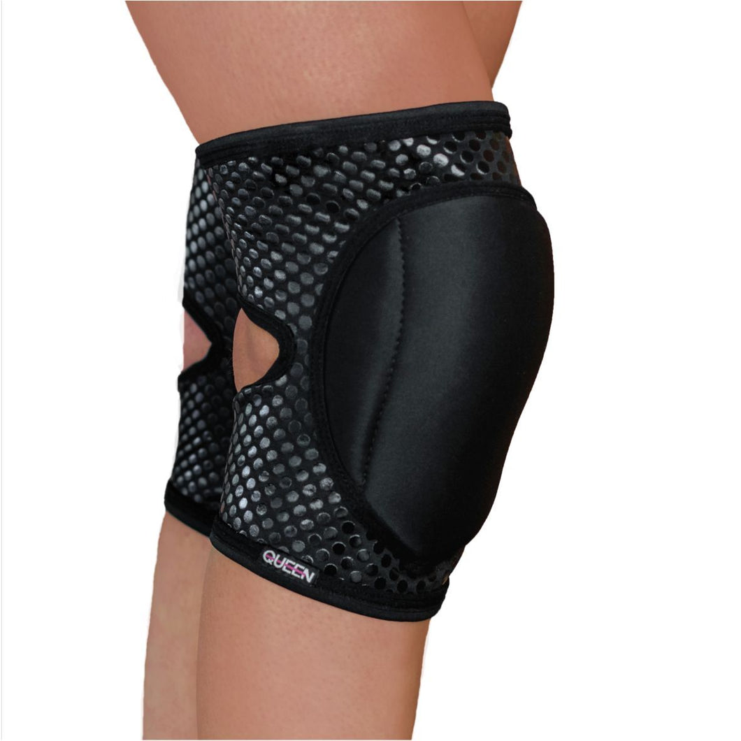 QUEEN Wear Pole Dance Knee Pads - Black Protective Knee Pads For Dance & Fitness
